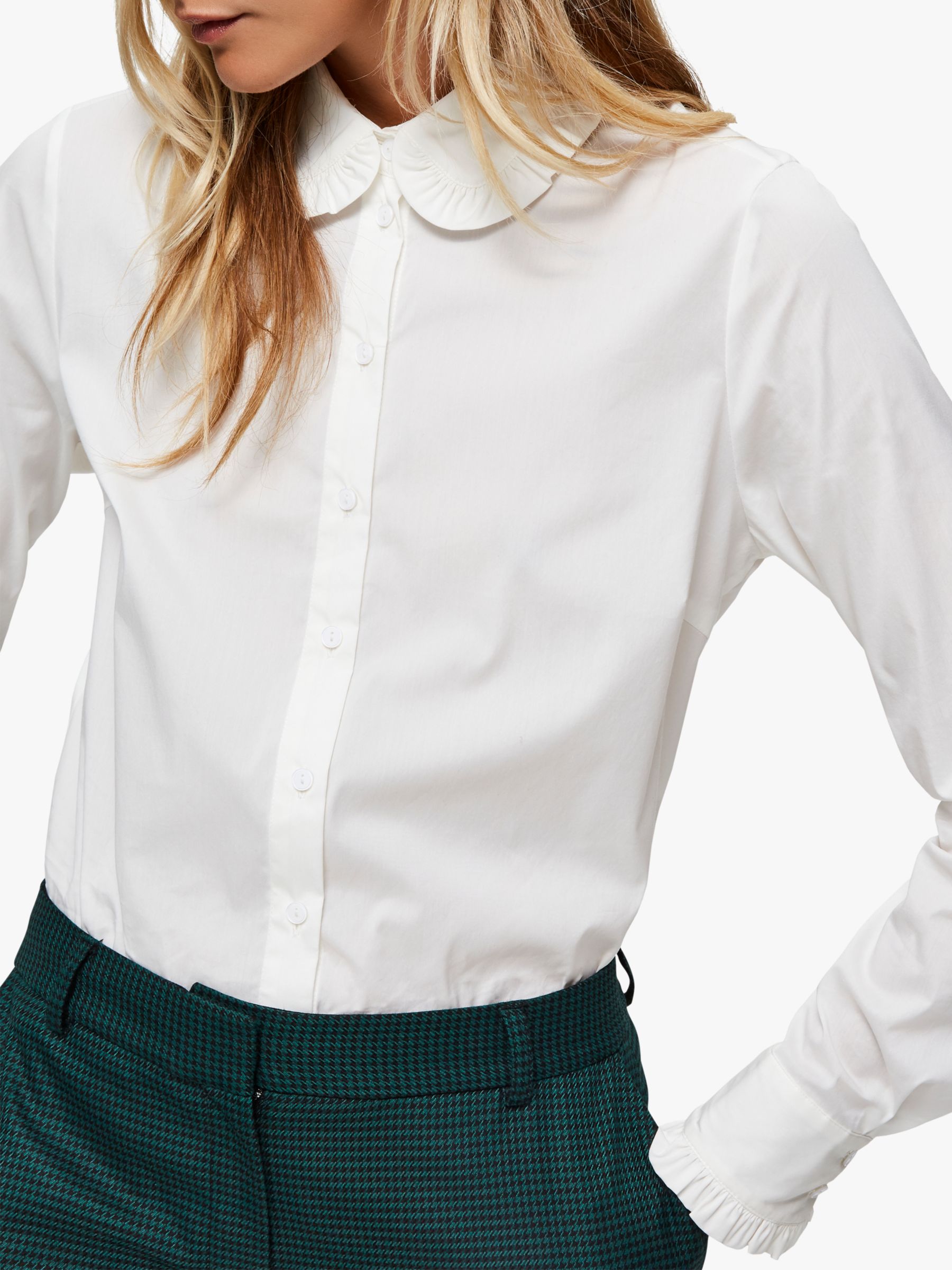 white shirt ruffle collar