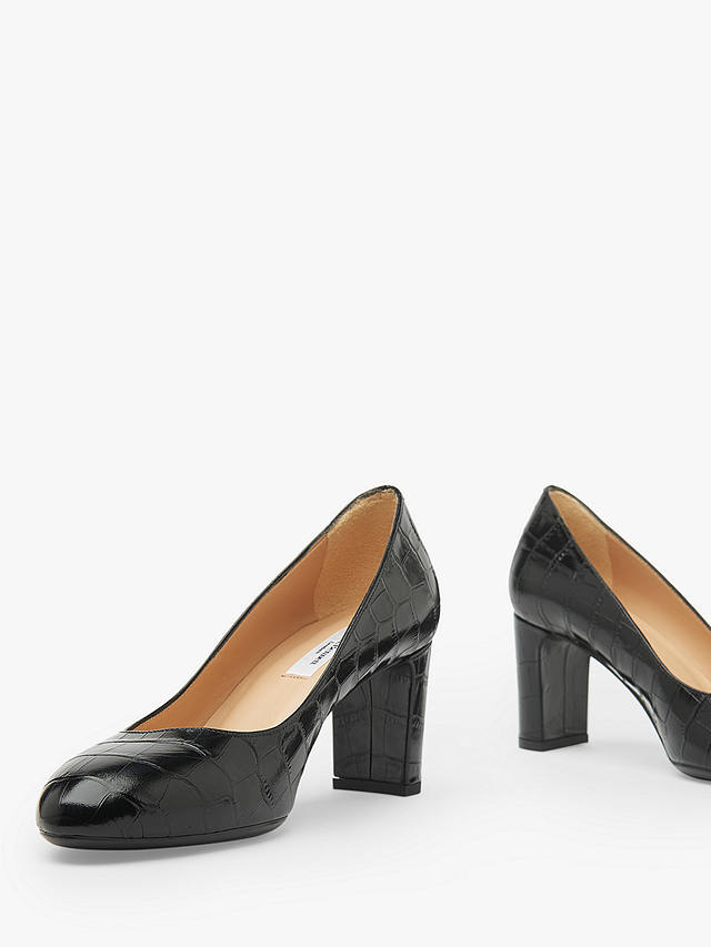 L.K.Bennett Winola Croc Leather Court Shoes, Black
