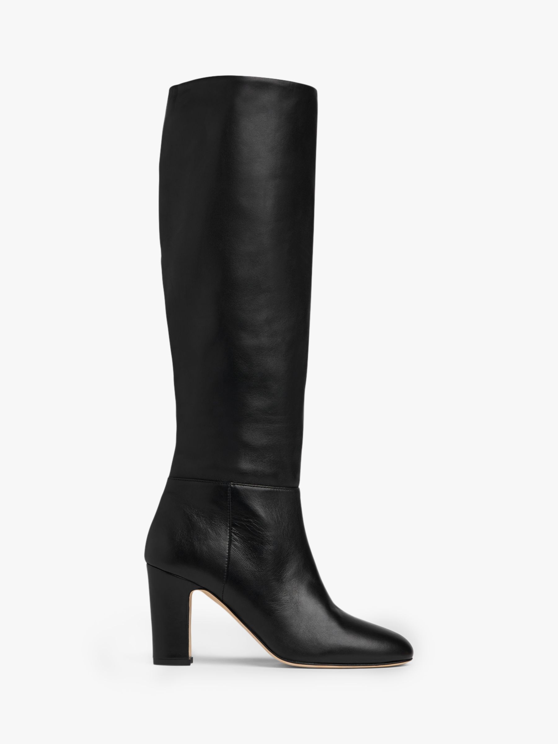 L.K.Bennett Kristen Leather Knee High Boots, Black, 2