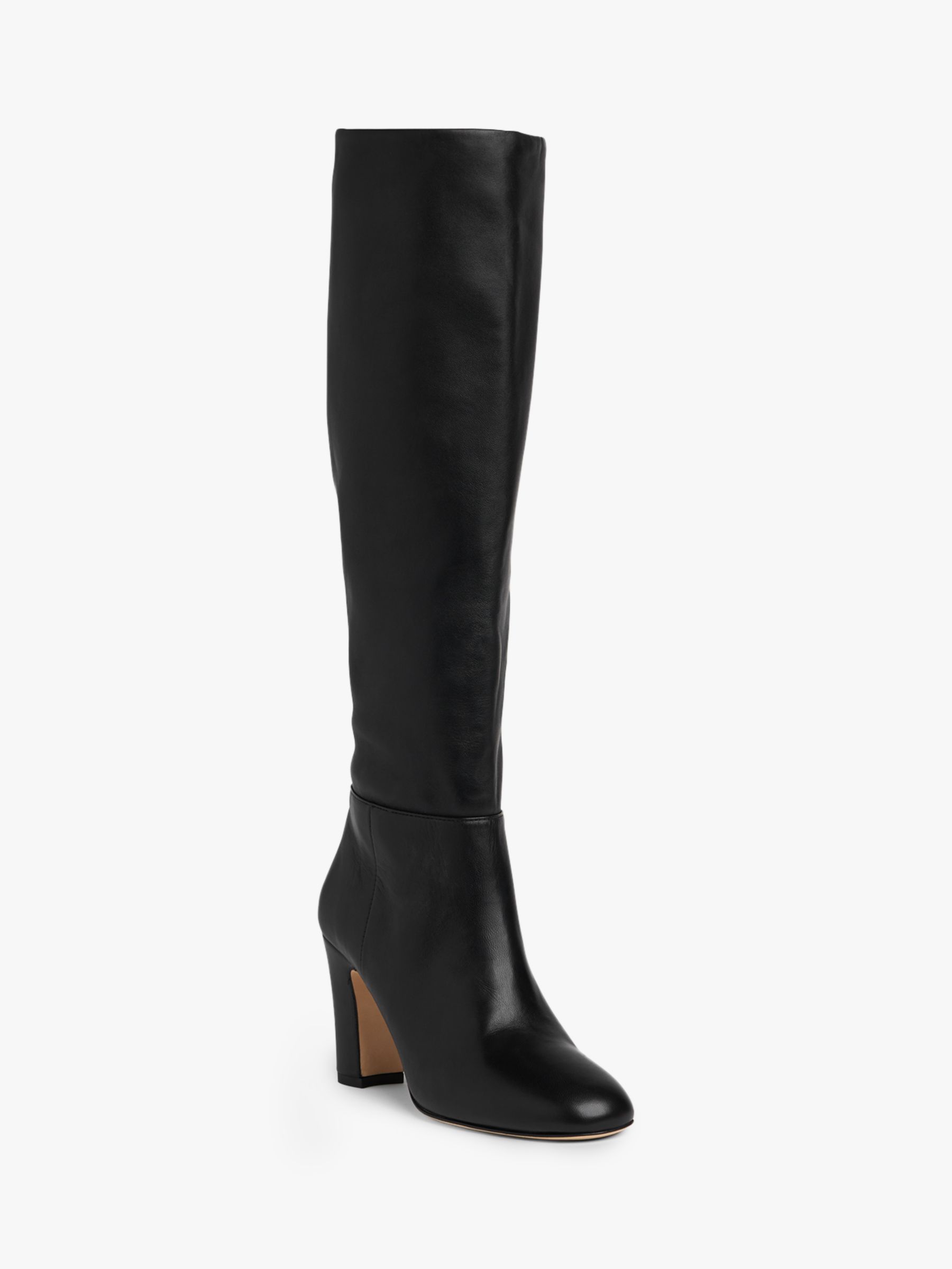 L.K.Bennett Kristen Leather Knee High Boots, Black, 2