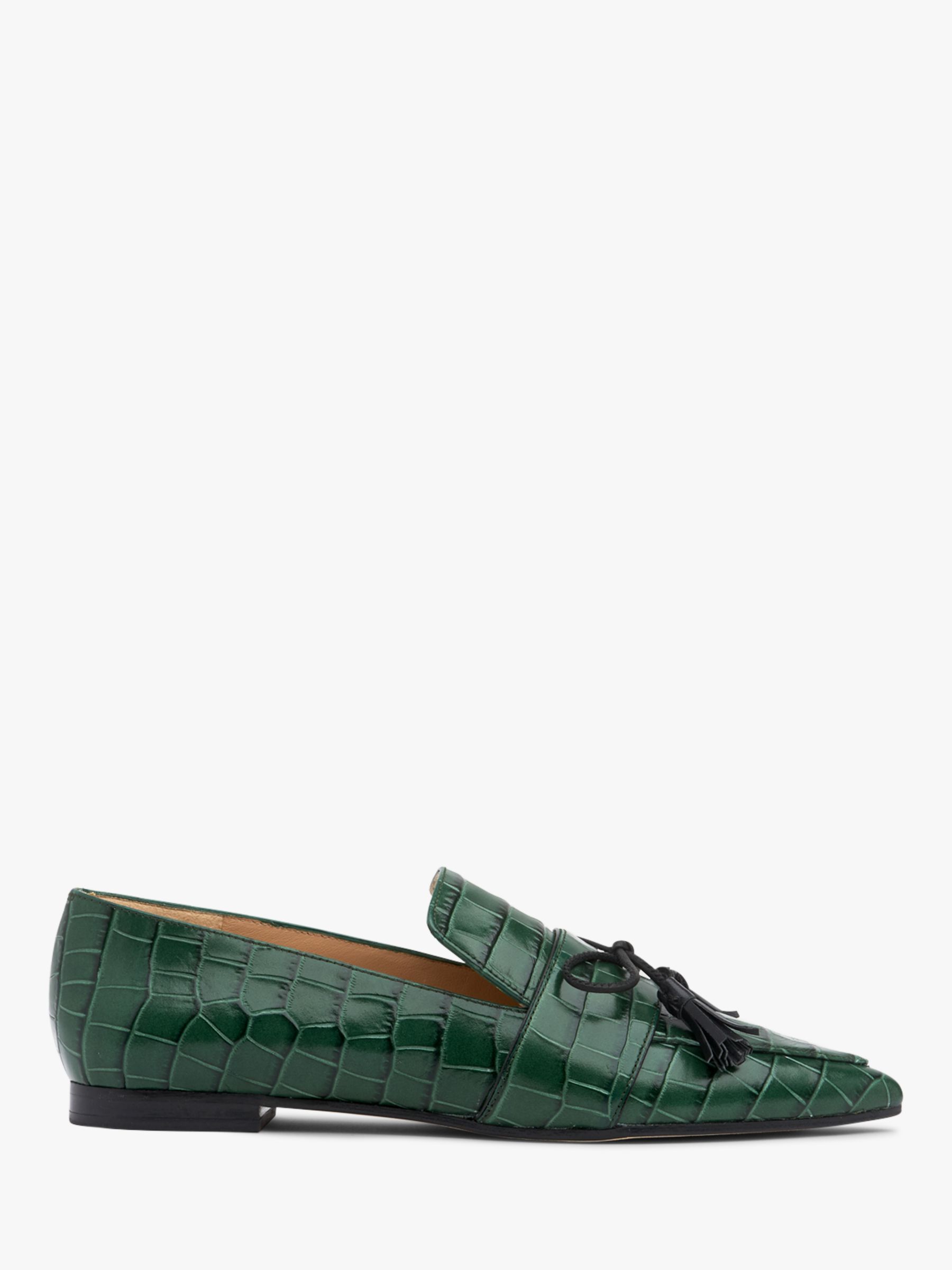 L.K.Bennett Celina Leather Tassel Loafers, Green