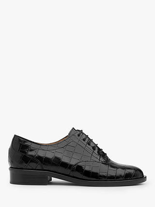 L.K.Bennett Jamie Croc Effect Leather Brogues, Black