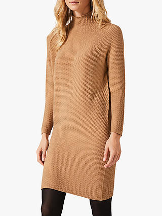 Phase Eight Madie Waffle Knitted Dress, Camel