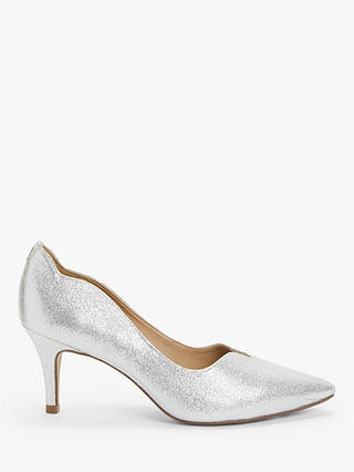 John Lewis & Partners Allina Scalloped Stiletto Heel Court Shoes, Silver