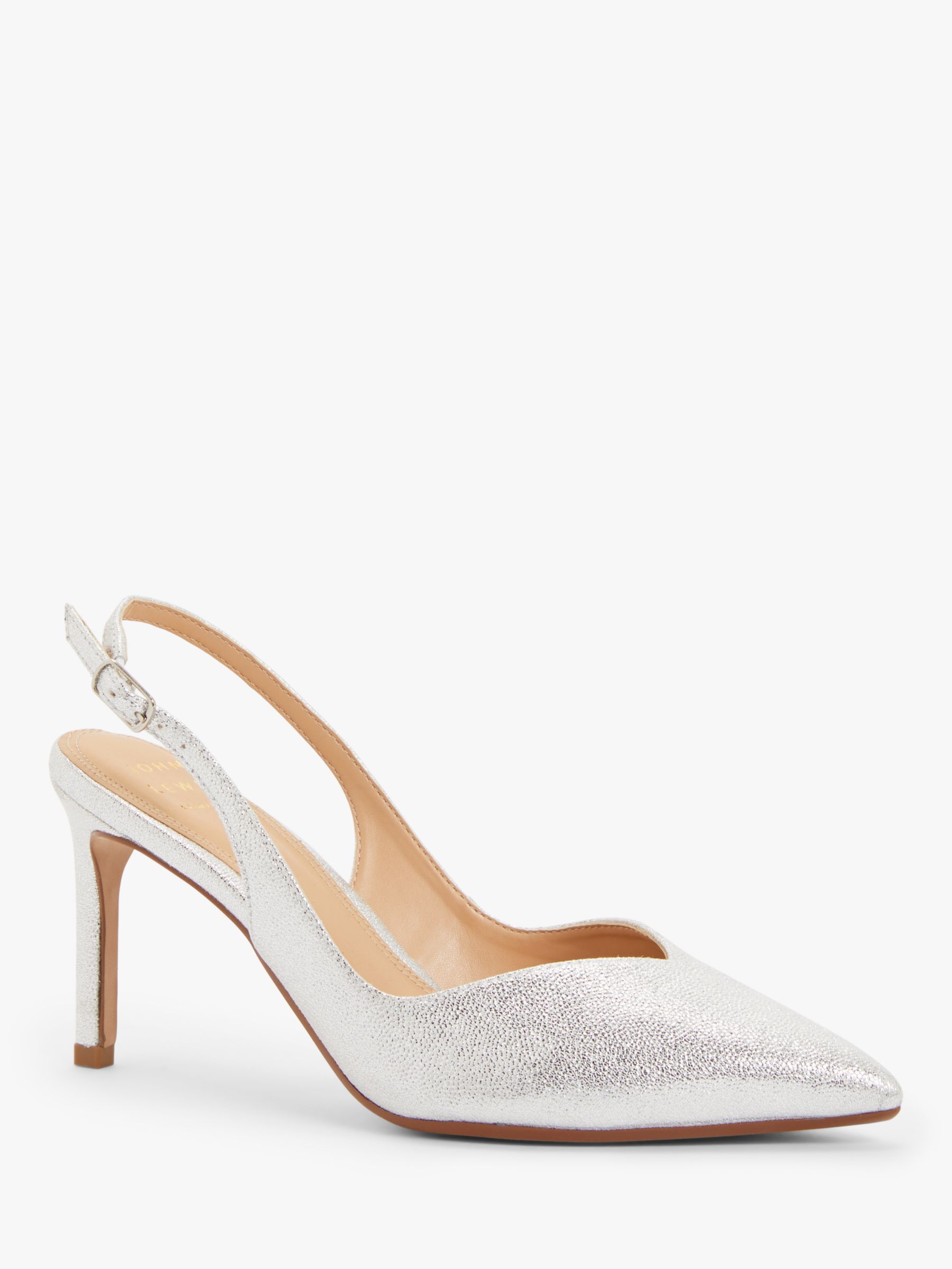 John Lewis & Partners Billa Slingback Court Shoes, Silver