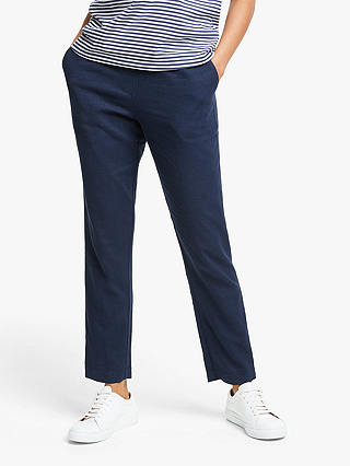 Collection WEEKEND by John Lewis Easy Linen Blend Elasticated Trousers, Navy