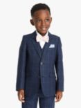 John Lewis & Partners Heirloom Collection Kids' Check Linen Suit Jacket, Blue