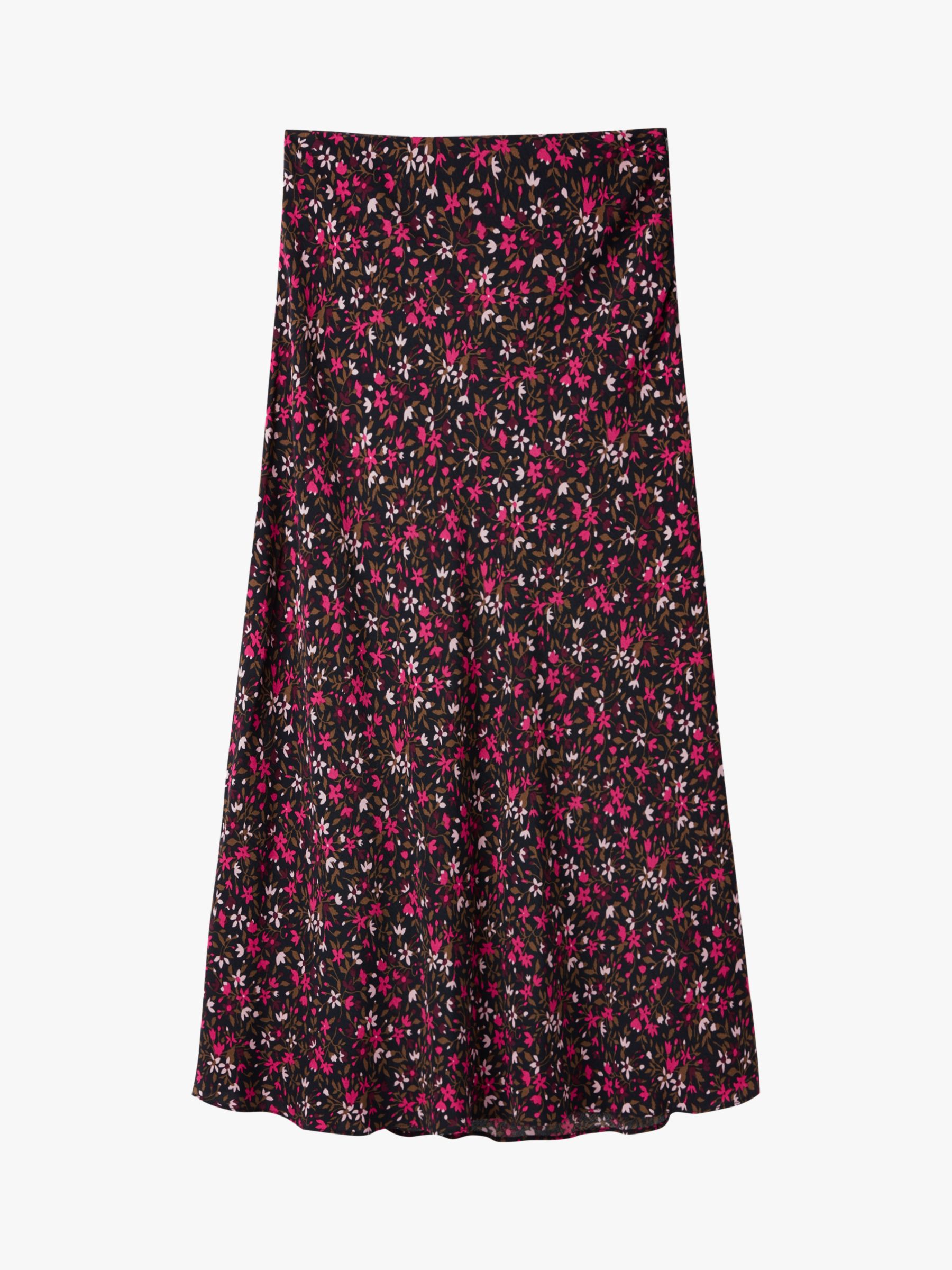 Joules Coletta Ditsy Floral Print Bias Cut Midi Skirt, Navy