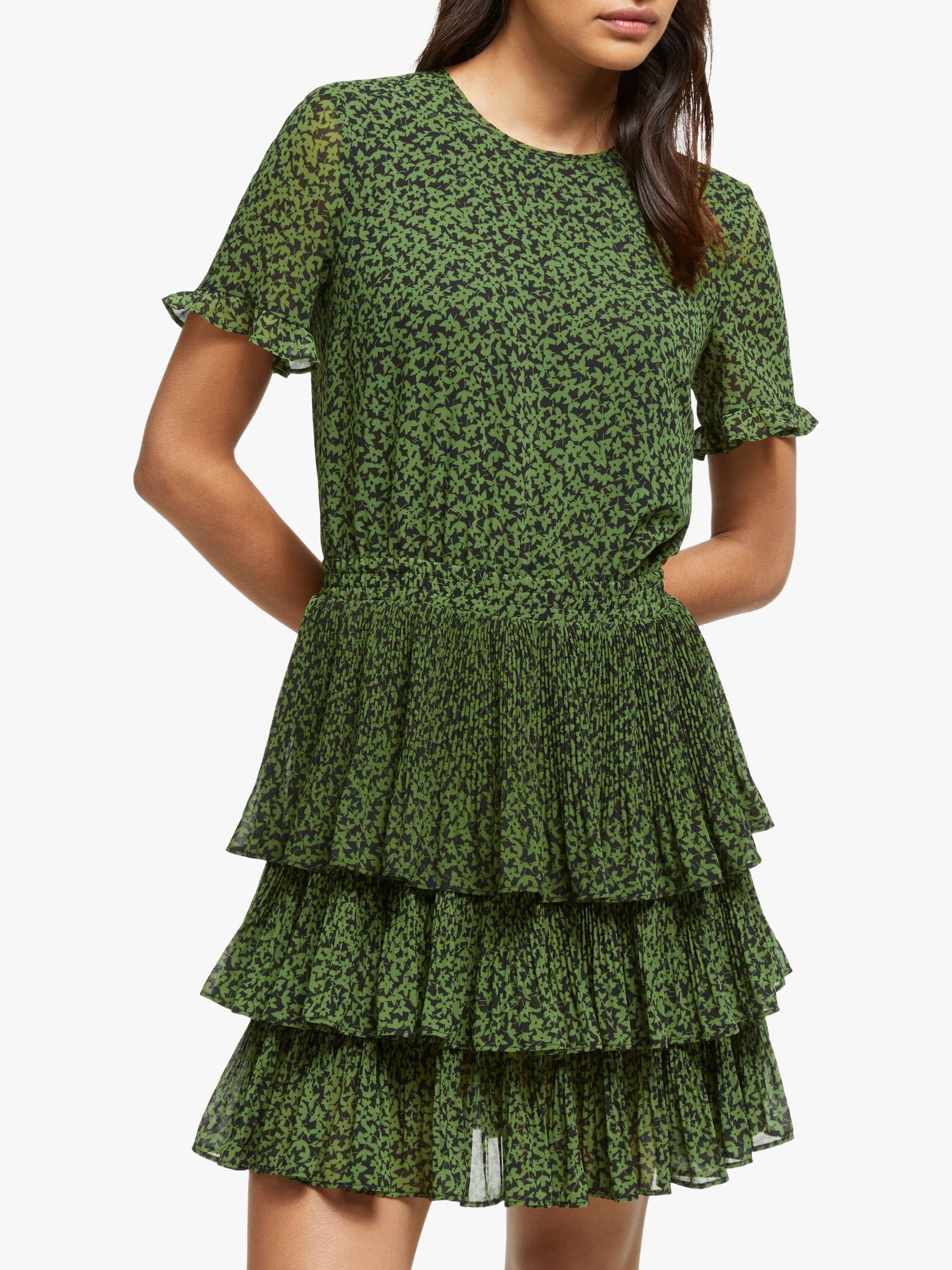 MICHAEL Michael Kors Mini Lilly Tier Dress, Black/Evergreen