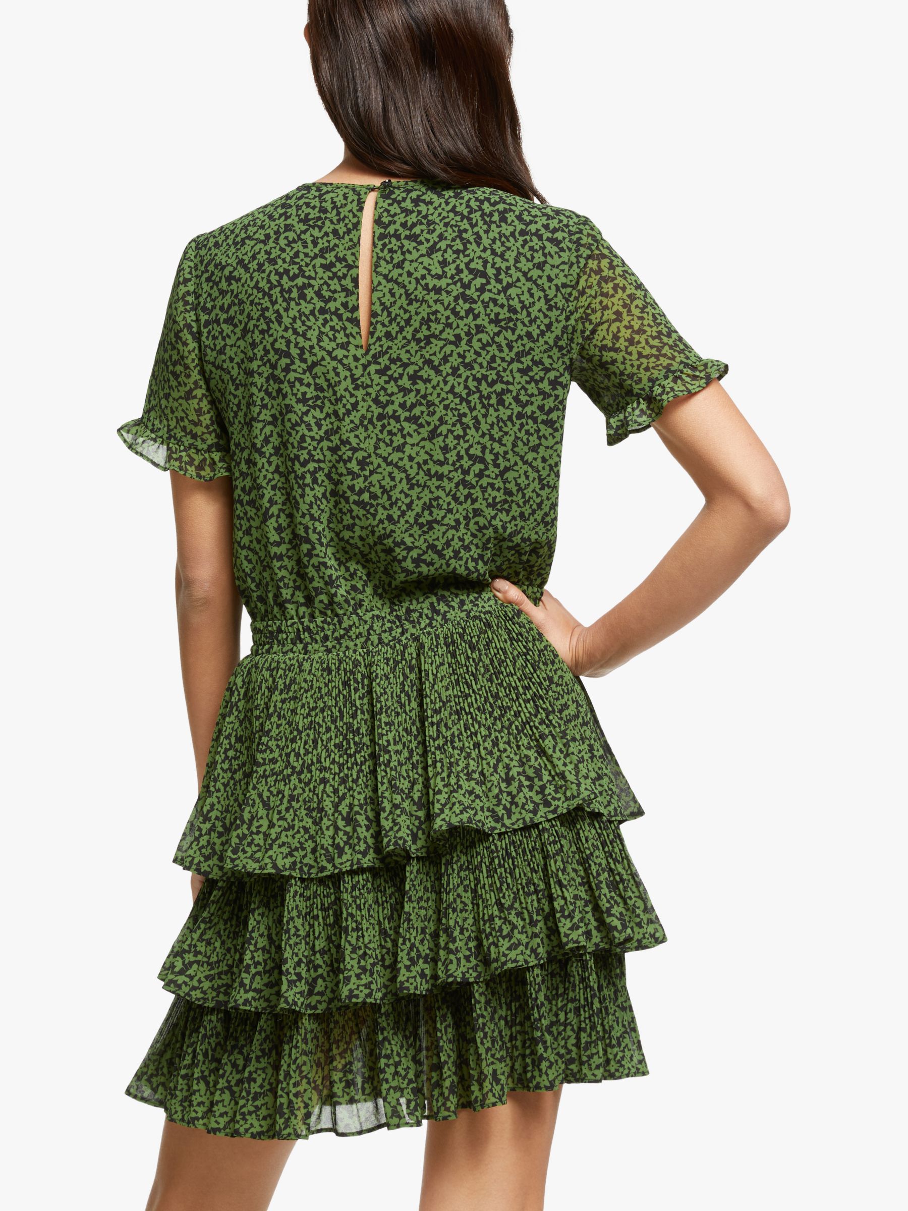 MICHAEL Michael Kors Mini Lilly Tier Dress, Black/Evergreen at John ...