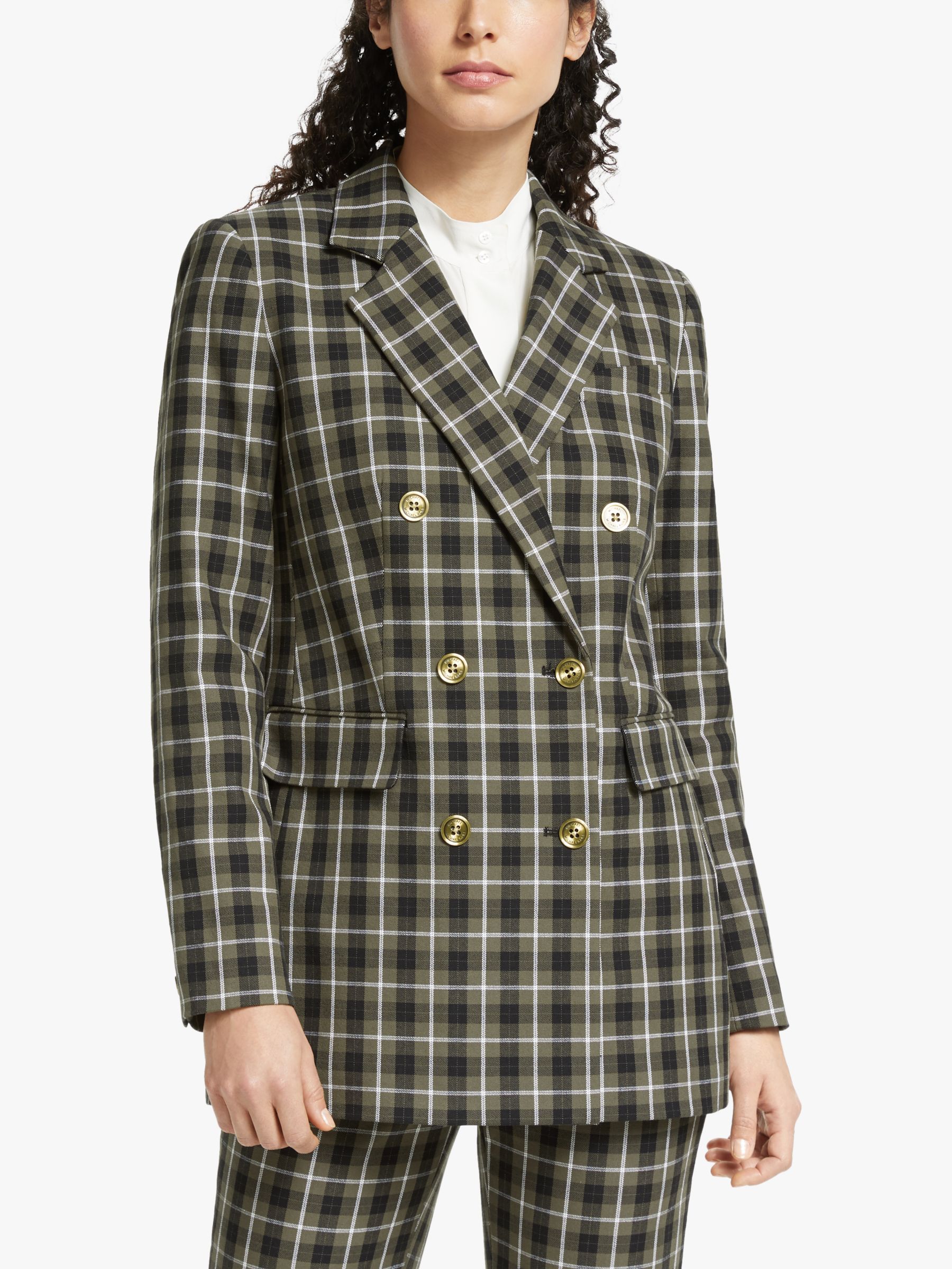MICHAEL Michael Kors Double Breasted Check Blazer, Ivy