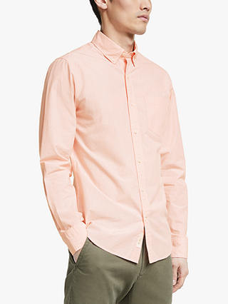 John Lewis & Partners Fine Stripe Cotton Poplin Slim Fit Shirt, Coral