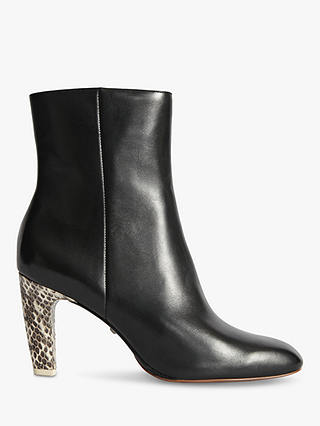 Reiss Sophia Leather Block Heel Ankle Boots