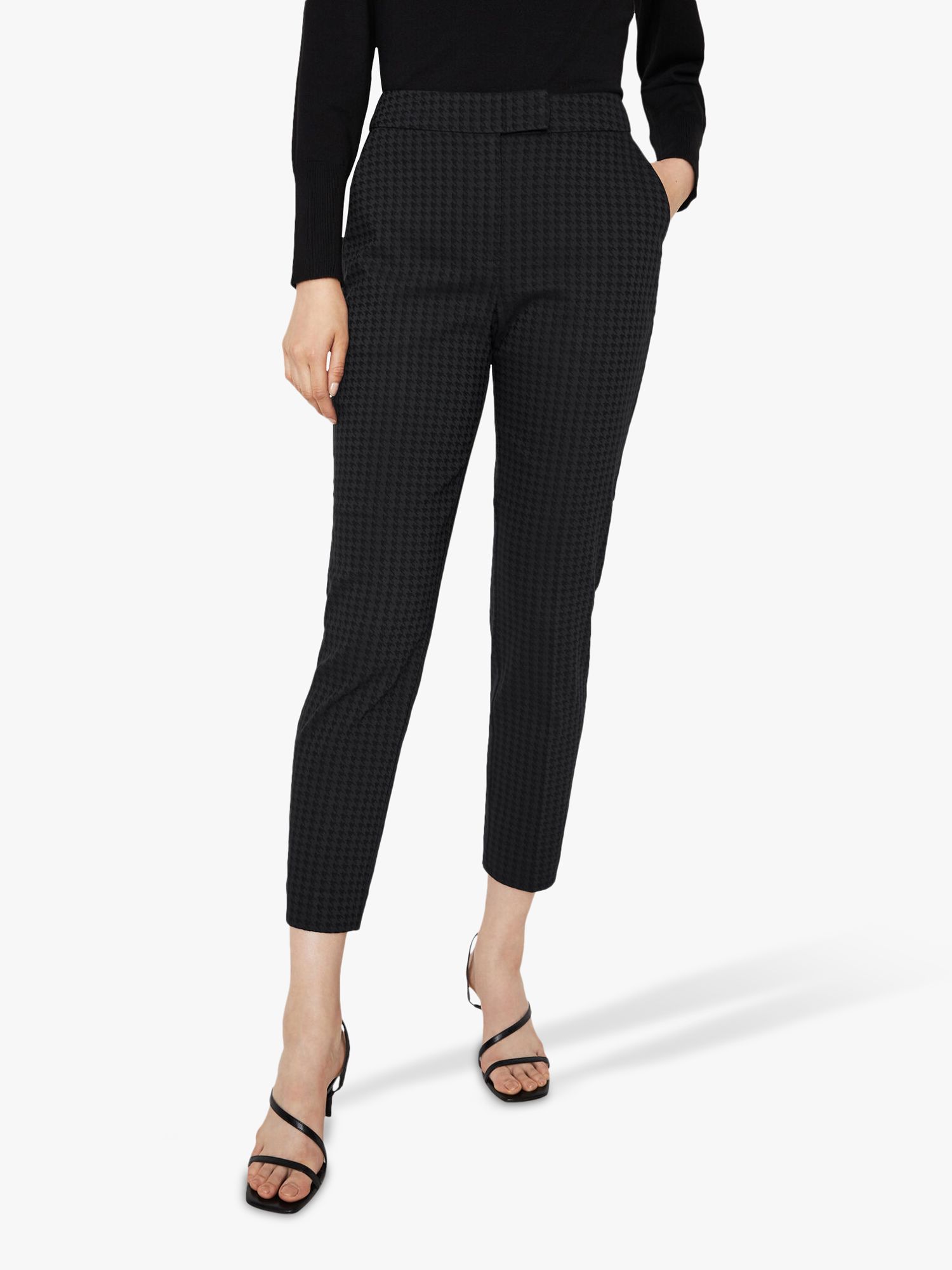 Warehouse Jacquard Check Trousers, Black