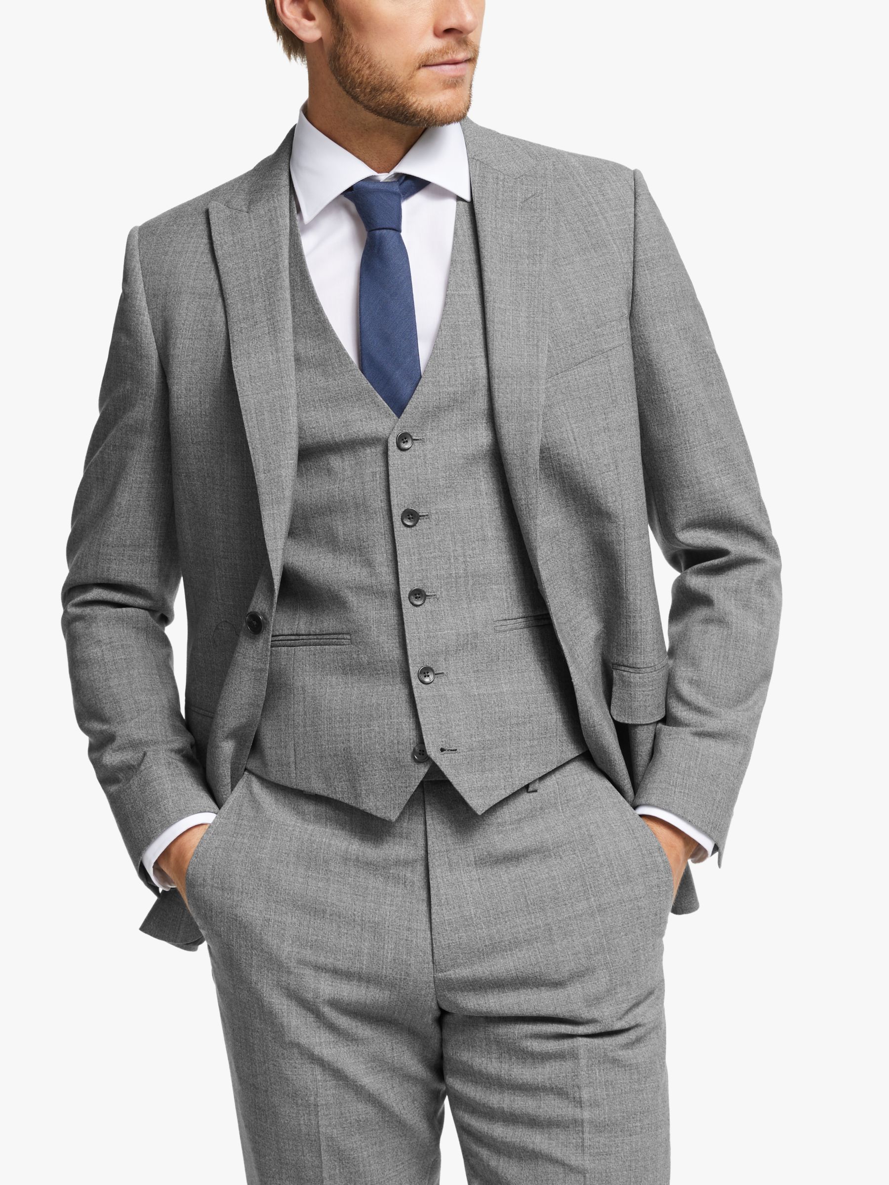 John Lewis & Partners Wool Twist Slim Fit Suit Jacket, Light Grey