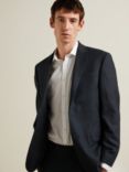 John Lewis & Partners Birdseye Semi Plain Wool Regular Fit Suit Jacket, Navy