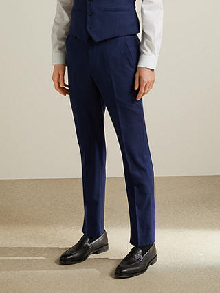 John Lewis & Partners Birdseye Semi Plain Wool Suit Trousers, Royal Blue