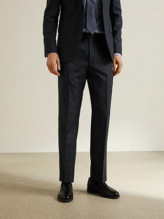 John Lewis & Partners Birdseye Semi Plain Wool Suit Trousers, Navy