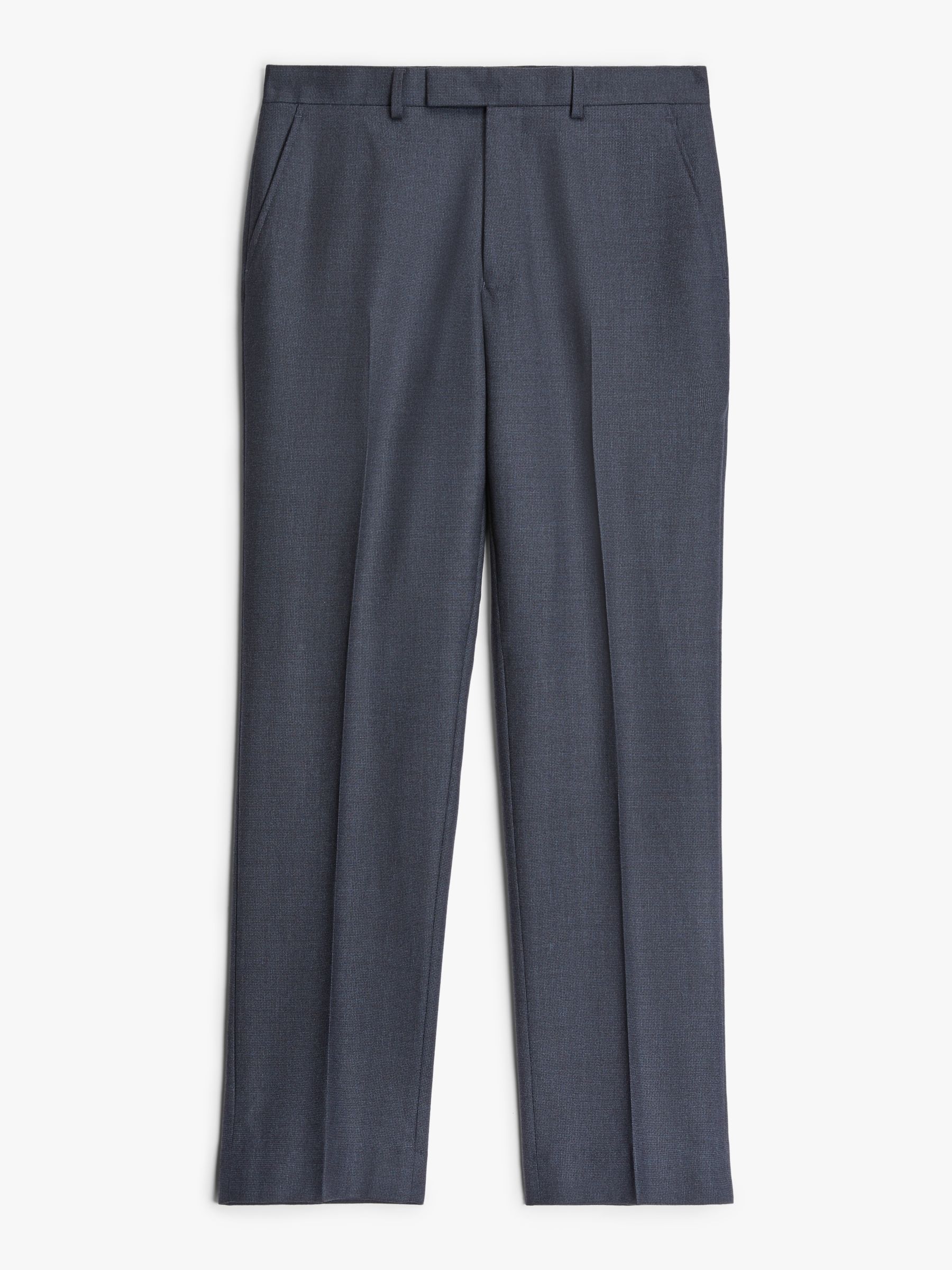 John Lewis Birdseye Semi Plain Wool Regular Fit Suit Trousers, Navy
