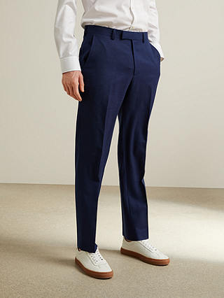 John Lewis & Partners Birdseye Semi Plain Wool Suit Trousers, Royal Blue