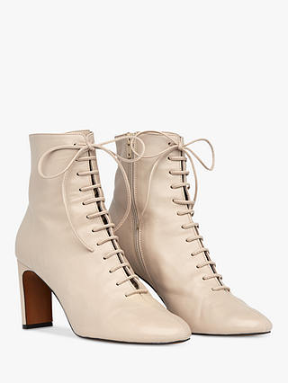 Whistles Dahlia Leather Lace Up Ankle Boots, Stone