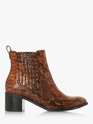 Dune Plaza Leather Block Heel Ankle Boots