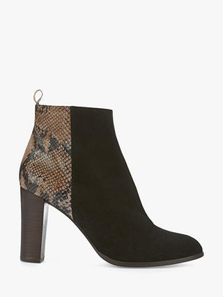 Mint Velvet Tanya Leather Ankle Boots, Black/Snake Print