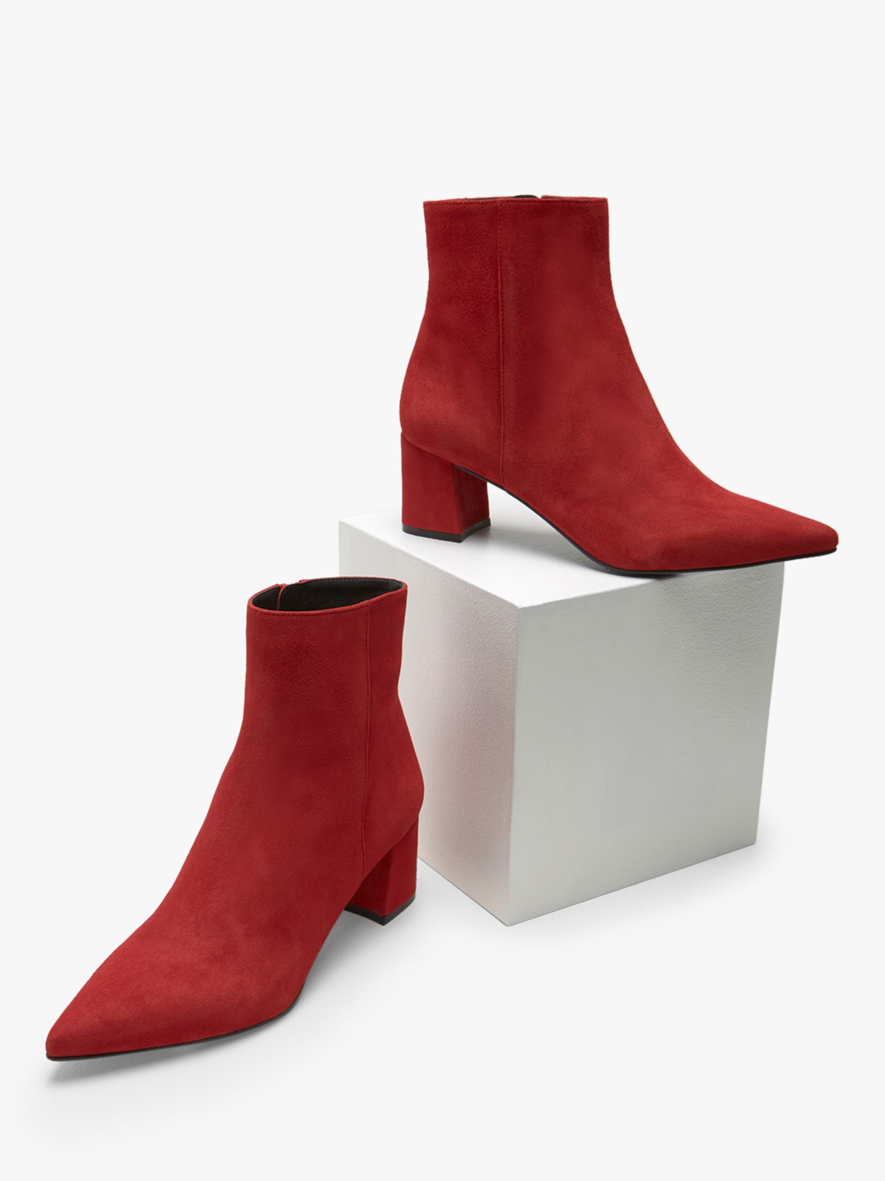 Mint Velvet Olivia Suede Ankle Boots, Red