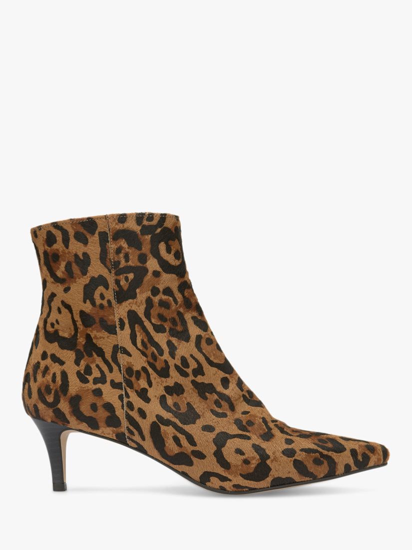 Mint Velvet Jodie Leopard Print Kitten Heel Ankle Boots, Multi