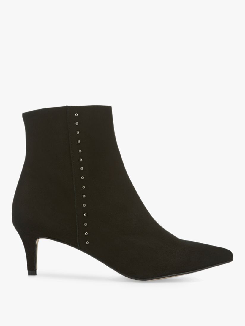 black leather kitten heel ankle boots