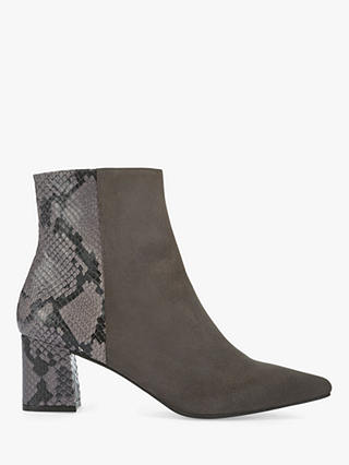 Mint Velvet Olivia Suede Ankle Boots, Grey/Snake Print
