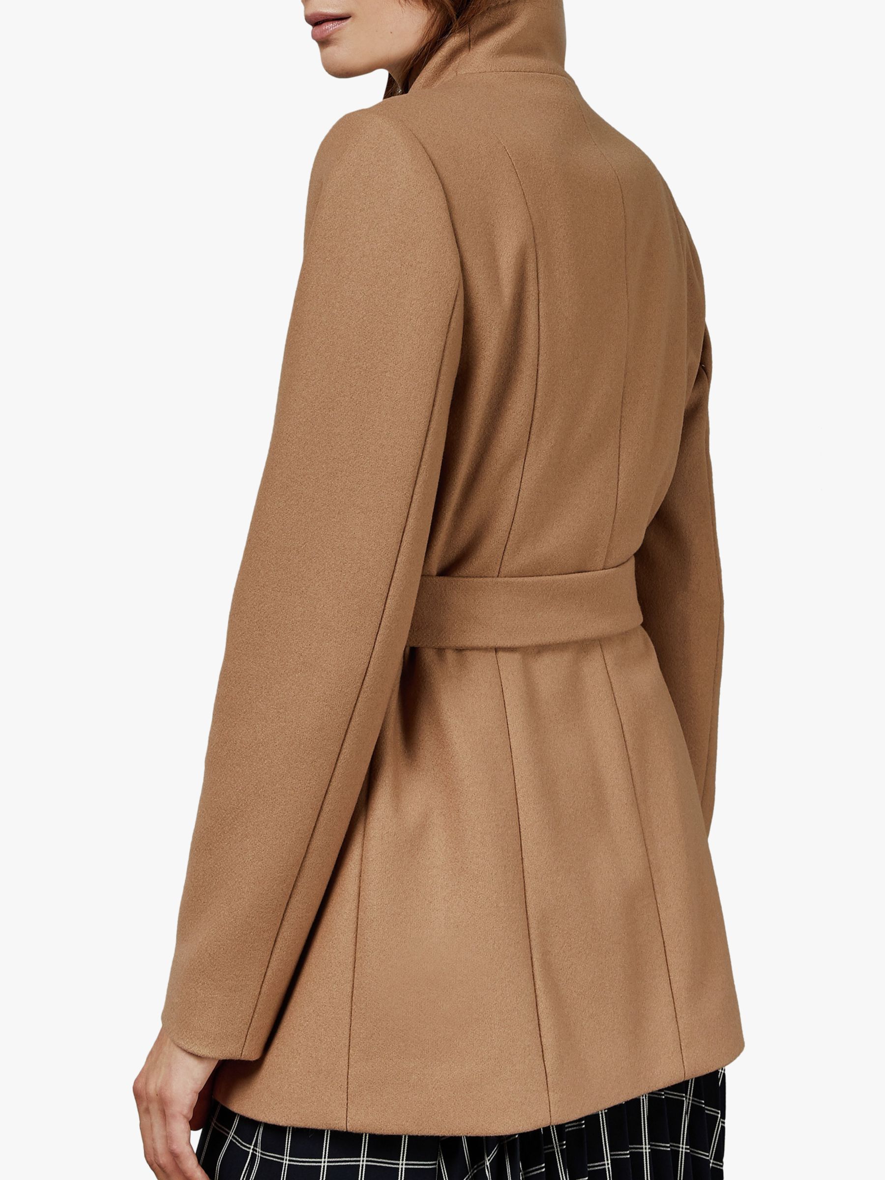 Ted Baker Drytaa Wool Short Belted Wrap Coat, Camel at John Lewis & Partners