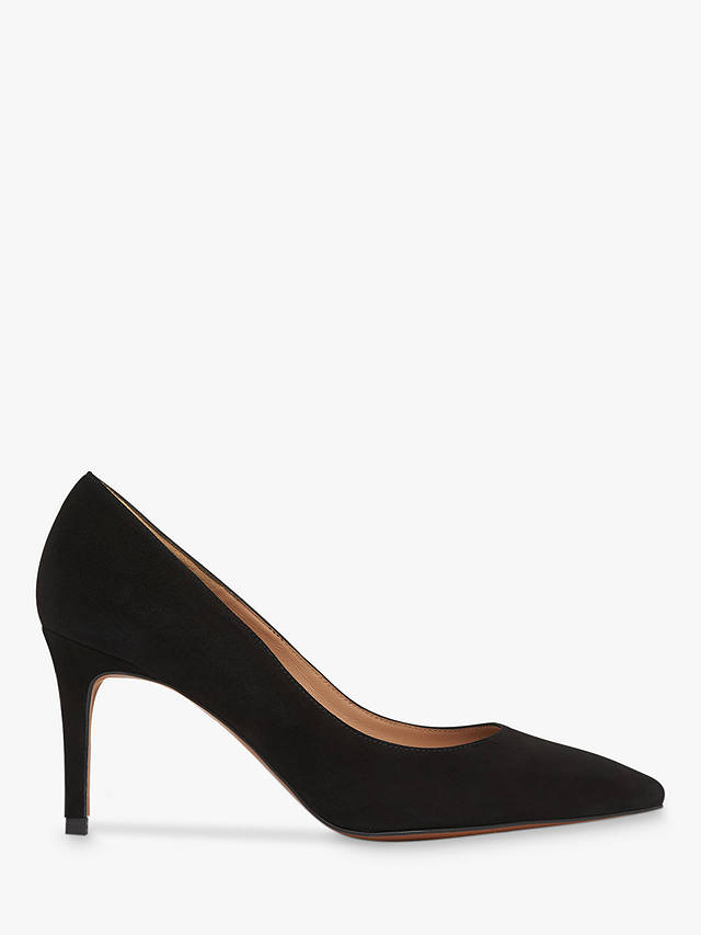 Whistles Cori Suede Stiletto Heel Court Shoes, Black