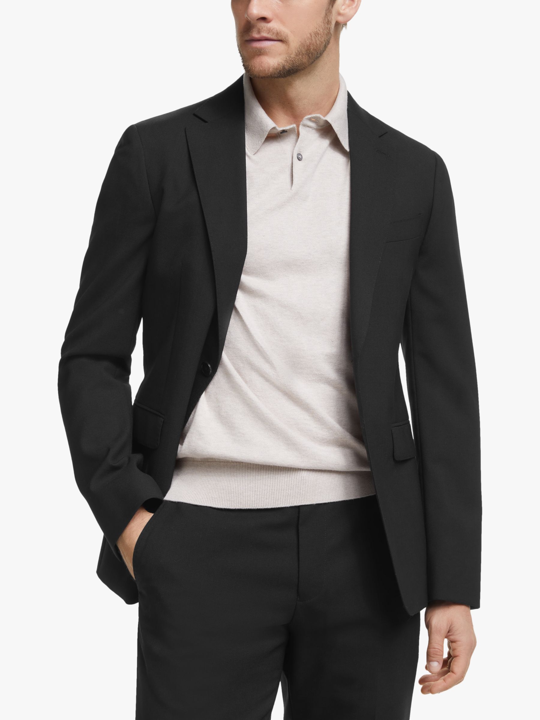 John Lewis & Partners Wool Travel Suit Jacket, Black