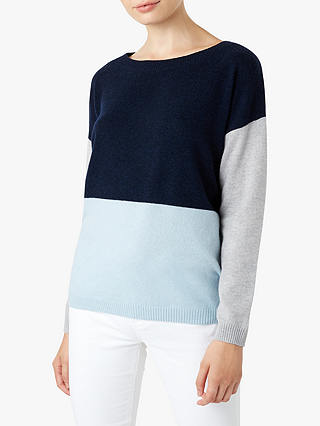 Hobbs Sofia Colour Block Sweatshirt, Navy/Grey