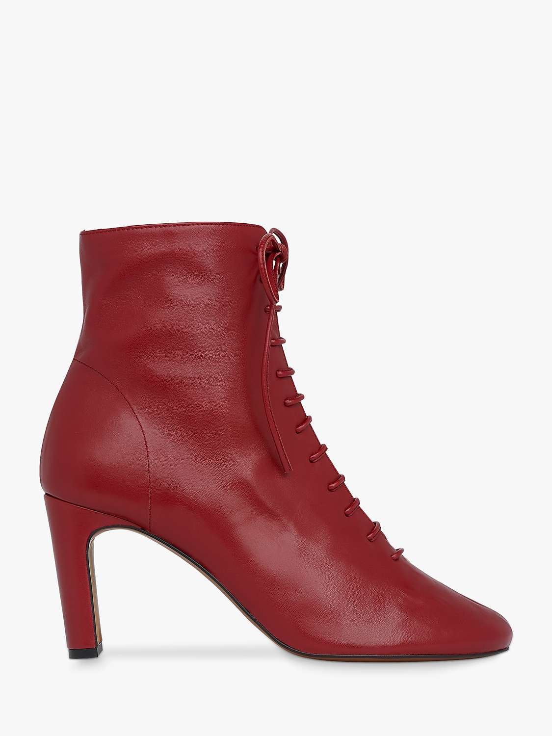 Whistles Dahlia Leather Lace Up Ankle Boots, Red at John Lewis & Partners