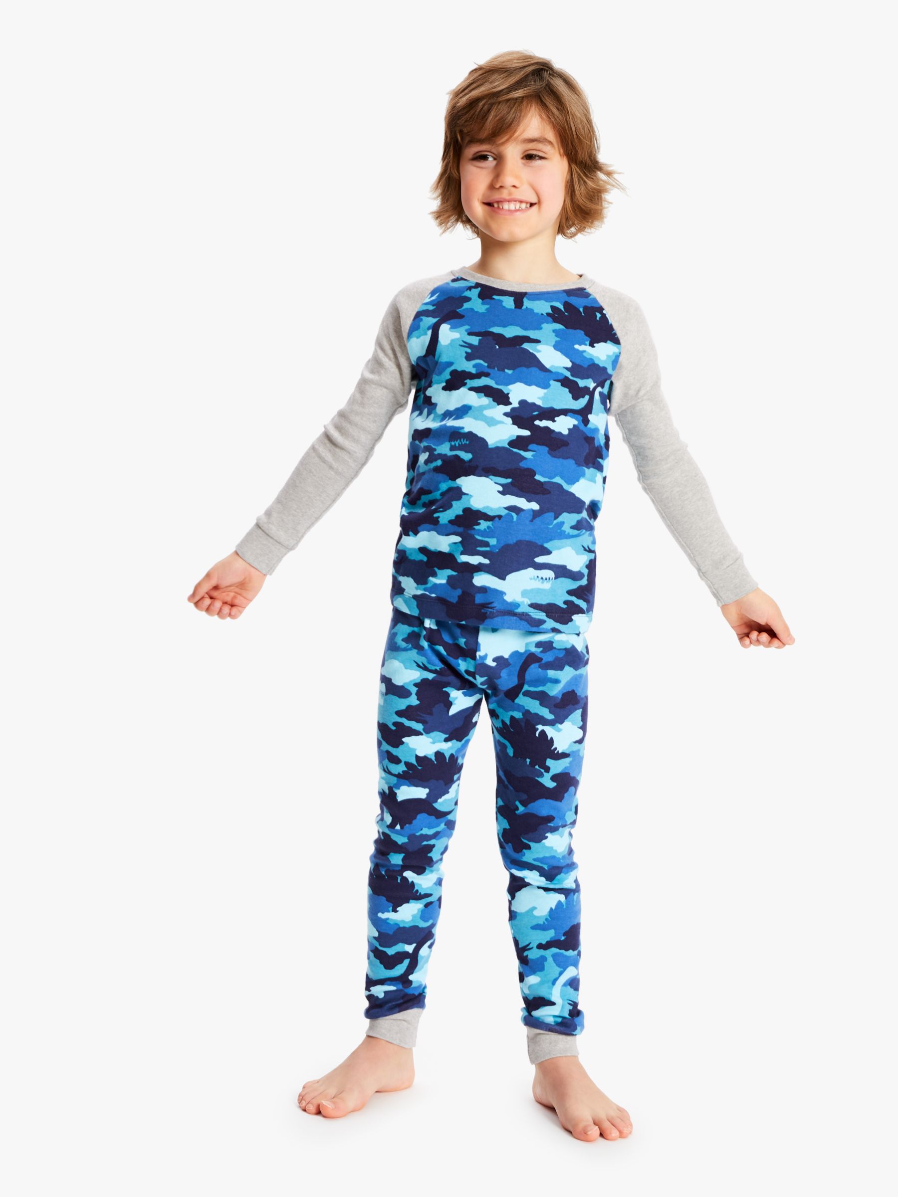 Hatley Boys' Dinosaur Camouflage Pyjamas, Blue