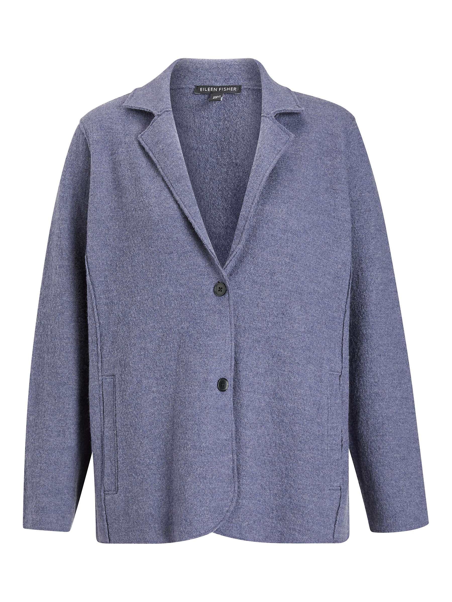 EILEEN FISHER Boiled Wool Jacket, Blue Shale at John Lewis & Partners