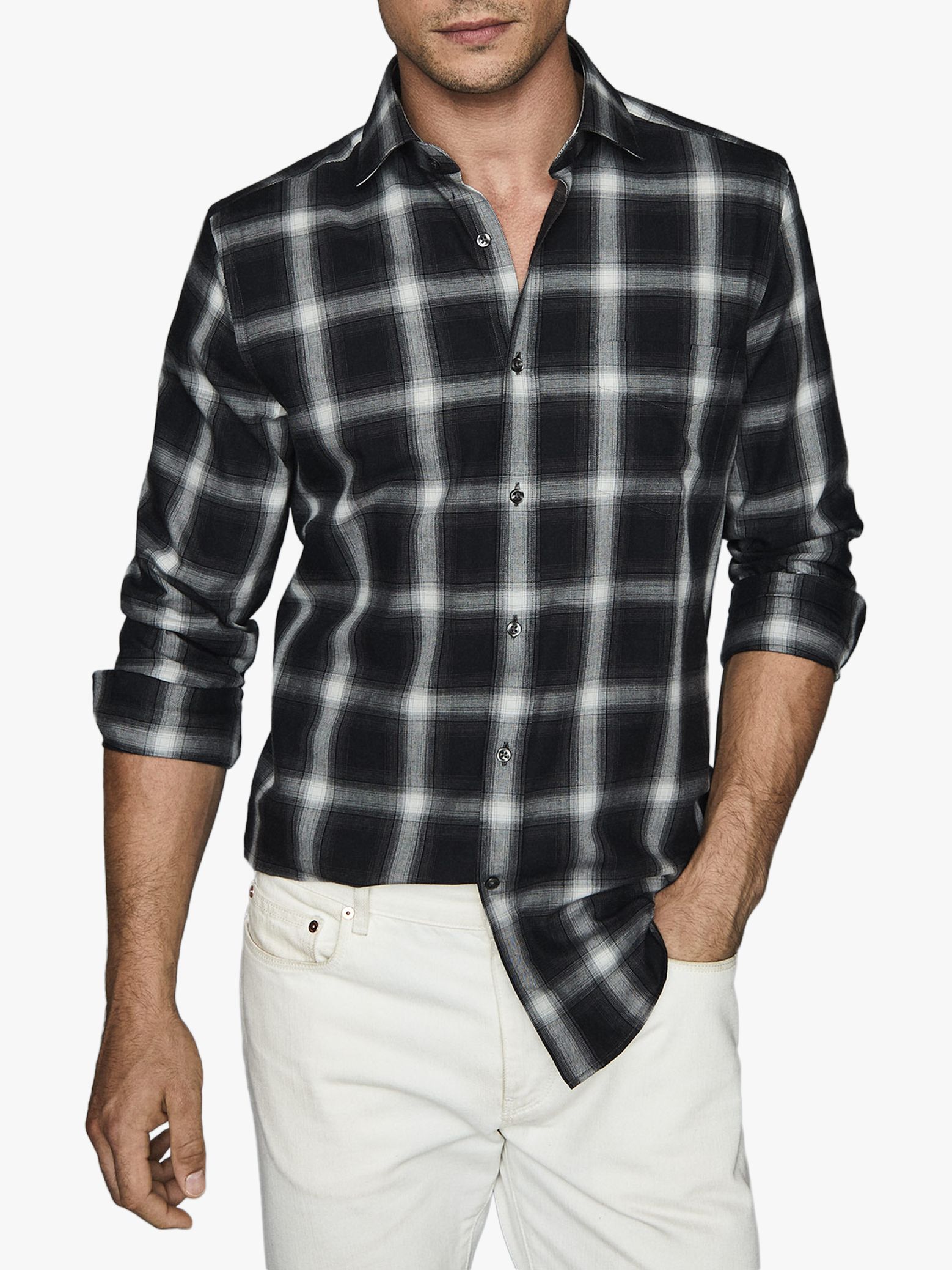 black and white check shirt mens