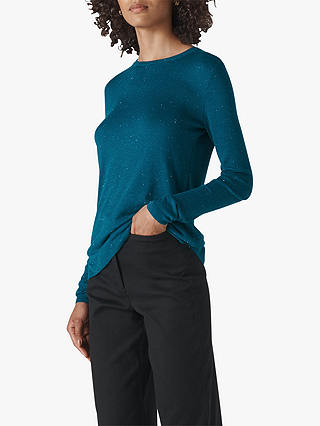 Whistles Annie Sparkle Knit, Teal