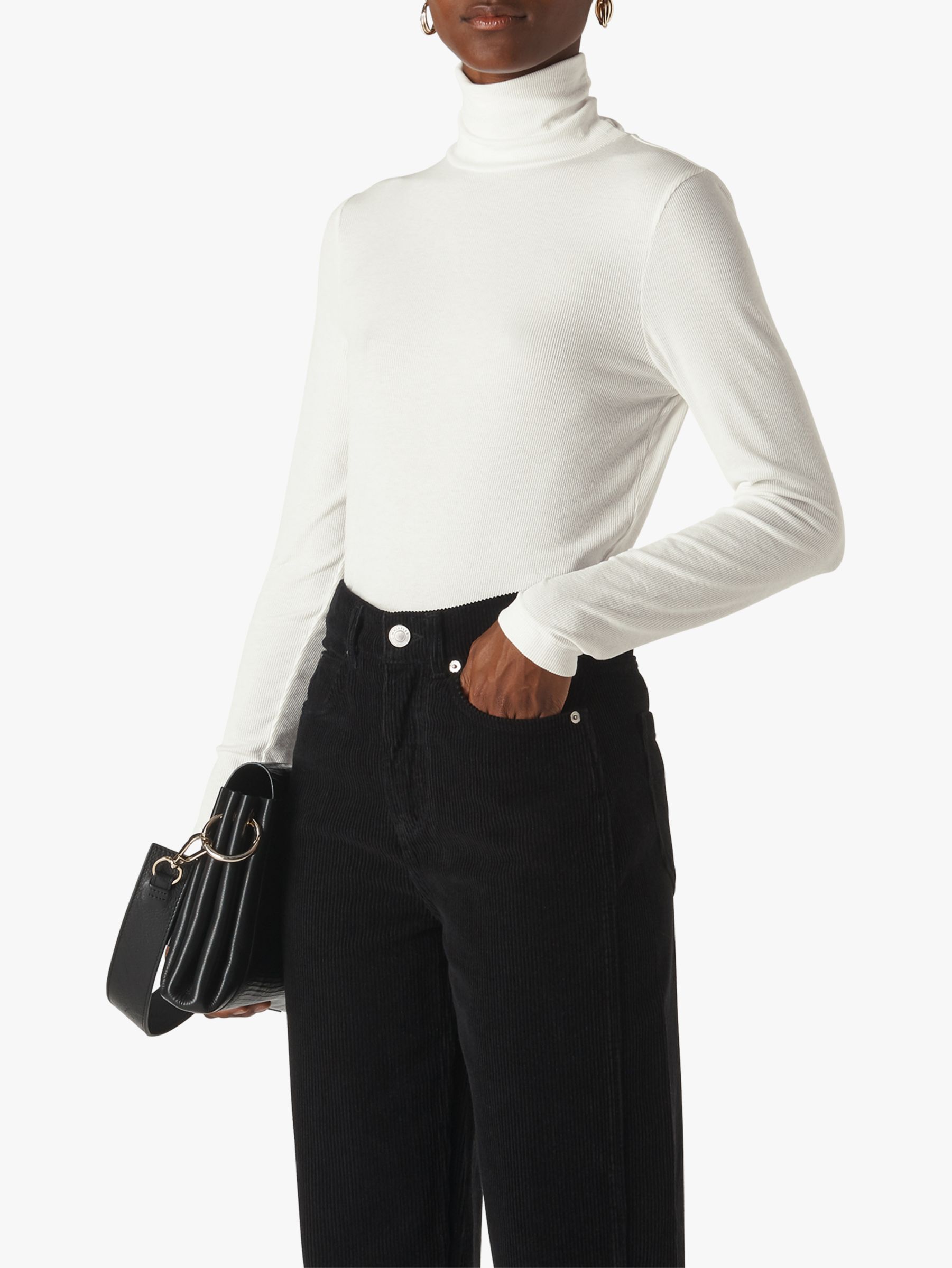 Whistles Essential Roll Neck Top, Ivory