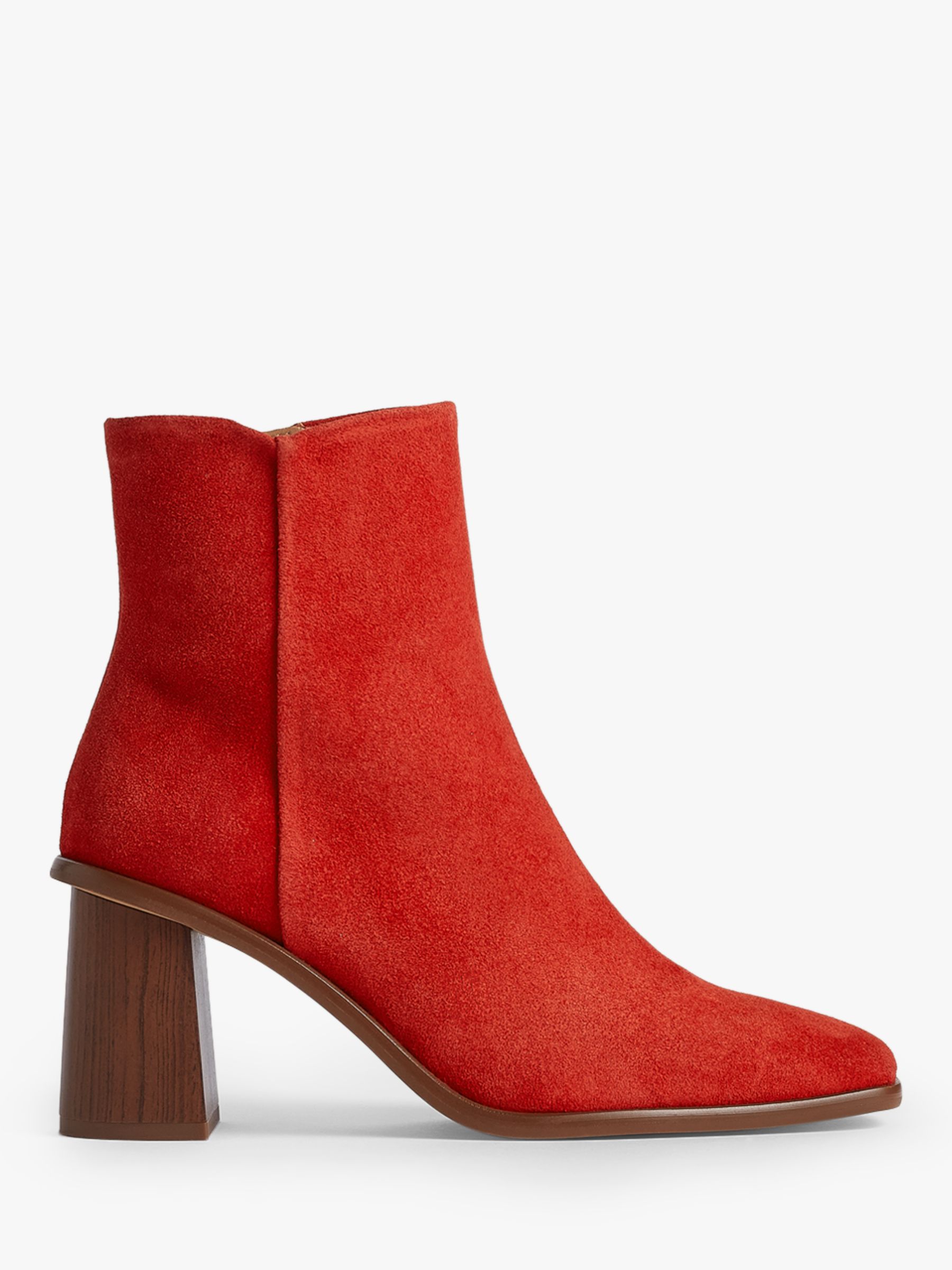 Jigsaw Conduit Suede Ankle Boots, Red at John Lewis & Partners
