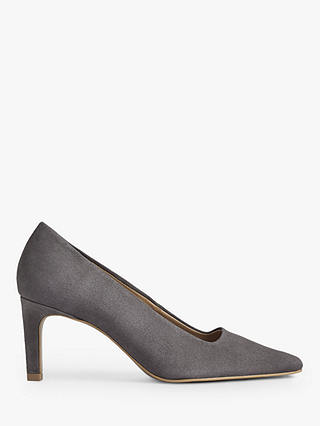 Jigsaw Delia Suede Pointed Toe Court Shoes, Dark Grey