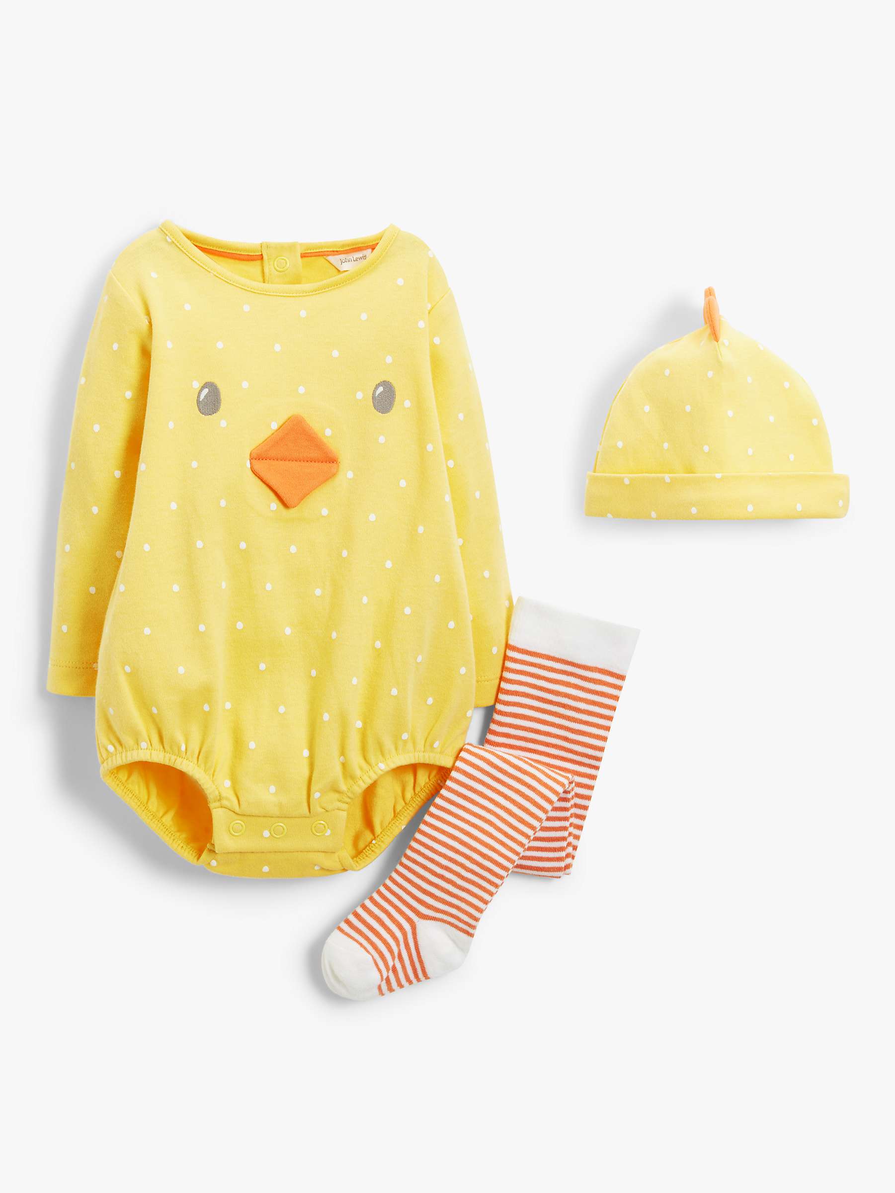 Buy John Lewis Baby Organic Cotton Chick Romper, Hat & Socks Set, Yellow Online at johnlewis.com