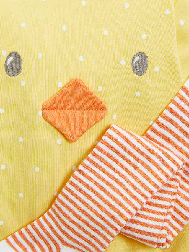 John Lewis Baby Organic Cotton Chick Romper, Hat & Socks Set, Yellow