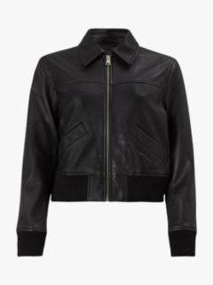 ALLSAINTS Pascao Oba Snake-Embossed Leather Bomber Jacket