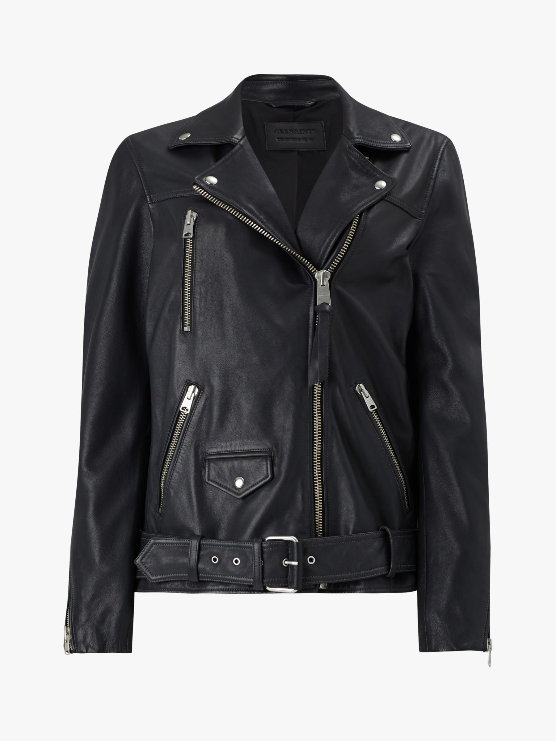 AllSaints Eline Oversized Leather Biker Jacket, Black