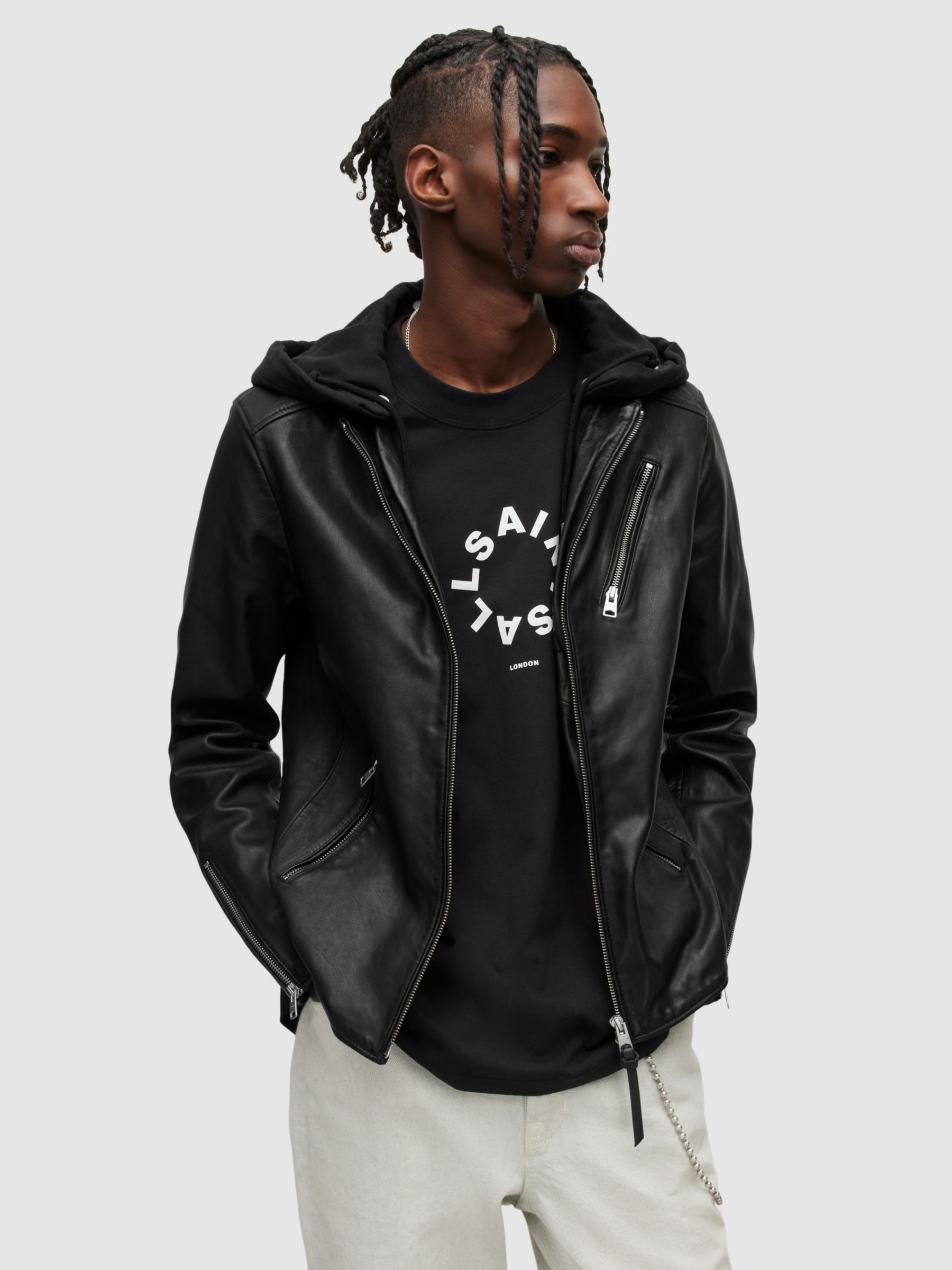 Black 'Harwood' leather jacket AllSaints - Vitkac Canada