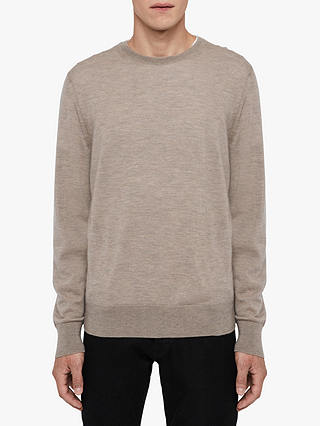 AllSaints Ode Cashmere Crew Jumper, Fawn Brown Marl