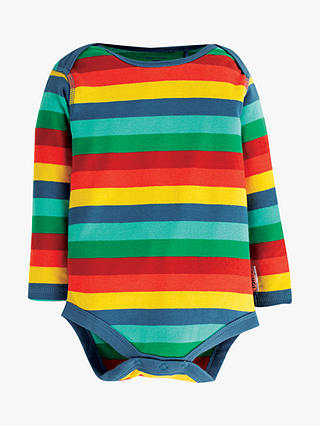 Frugi Baby Rainbow Stripe GOTS Organic Cotton Bodysuit, Multi